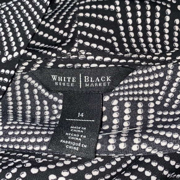 WHBM Black and White Faux Wrap Stretch Blouse Size 14 - Picture 7 of 7